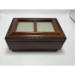 Wooden Music Jewelry Box‎ Glass Lid Sankyo Movement